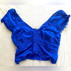 Free People Royal Blue Eyelet Top